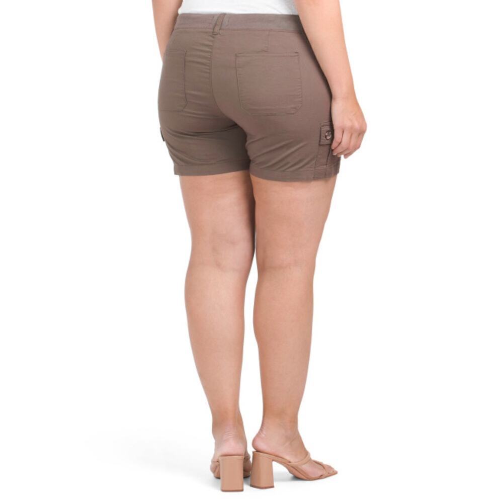 NWT DASH Women's Plus High Rise Stretch Poplin Cargo Shorts - Picture 3 of 5